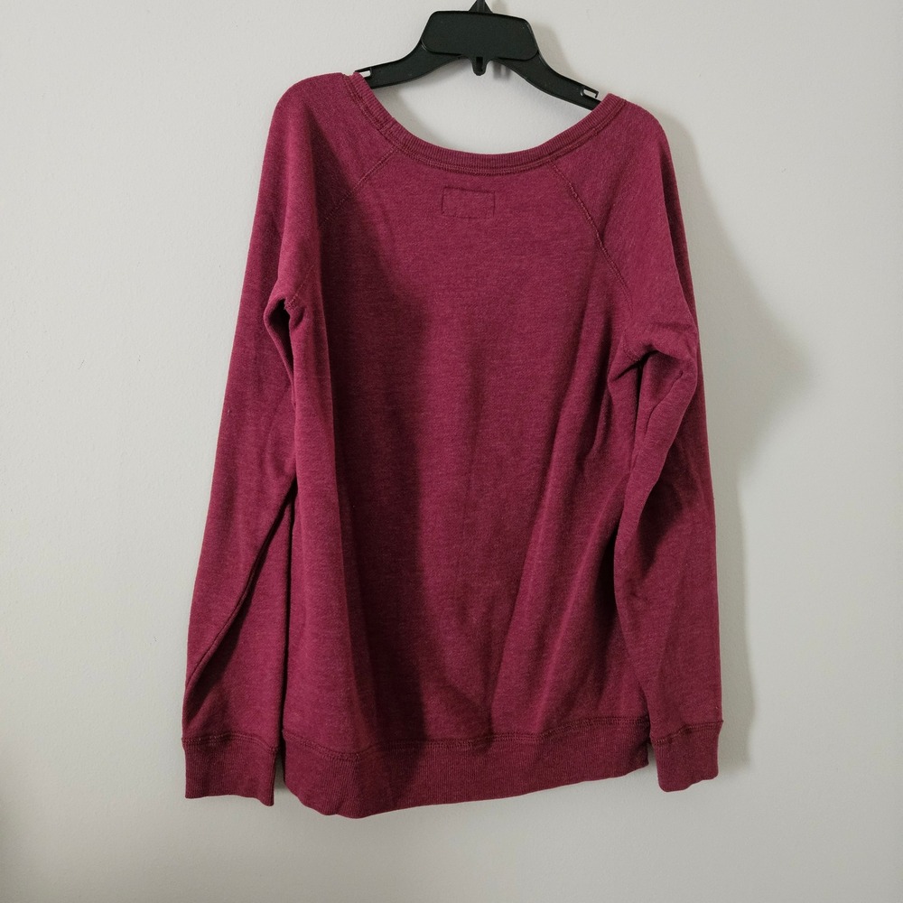 American Eagle Outfitters Fawn Deer Chenille Patch Sweatshirt Burgundy Small - Picture 4 of 4